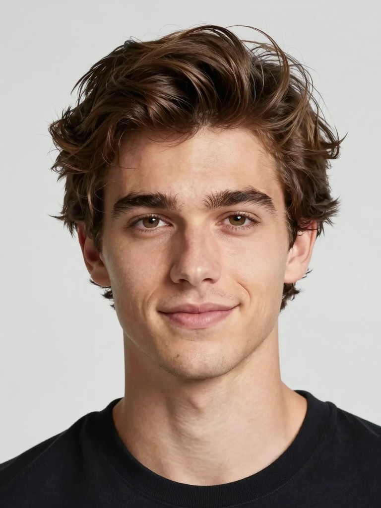 Man with medium-length hair before AI hairstyle change