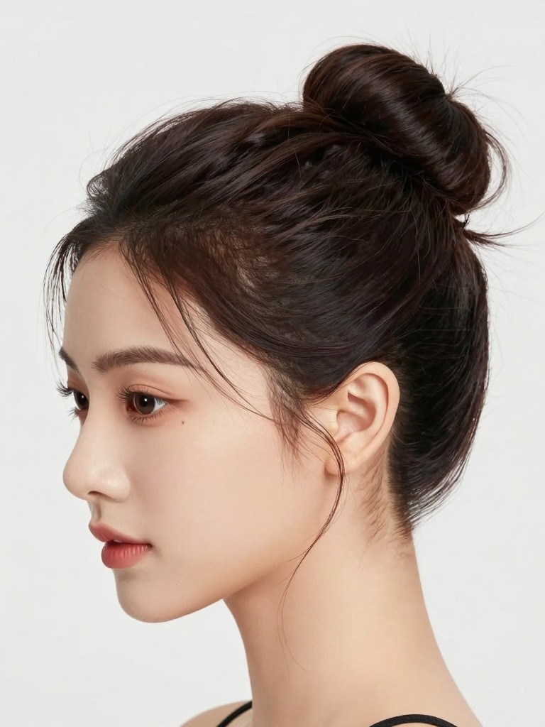 Reference hairstyle image — elegant updo bun for virtual hair try on