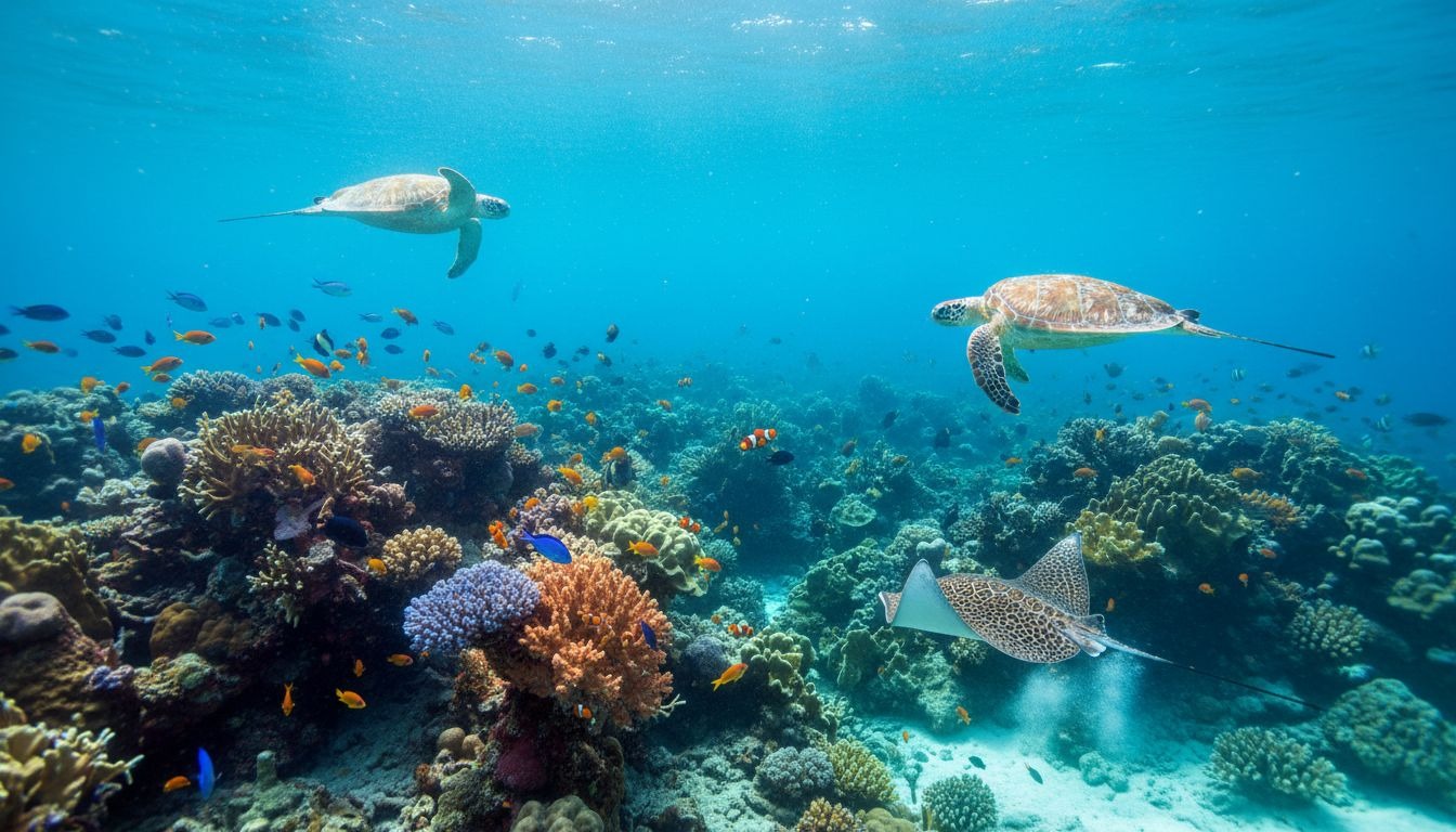 Vibrant underwater coral reef scene generated by Nano Banana