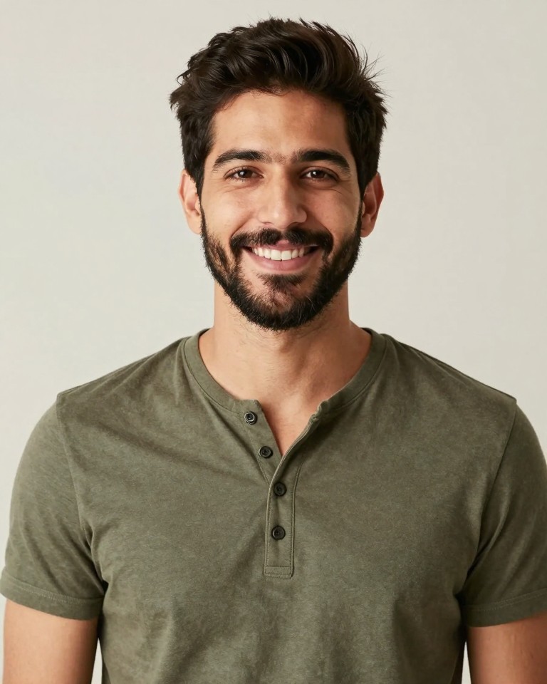 Man portrait used as input for AI history selfie at the Colosseum