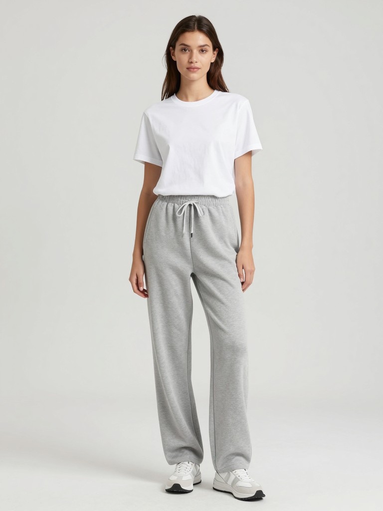 Woman in casual clothes ready for ai virtual clothes try on